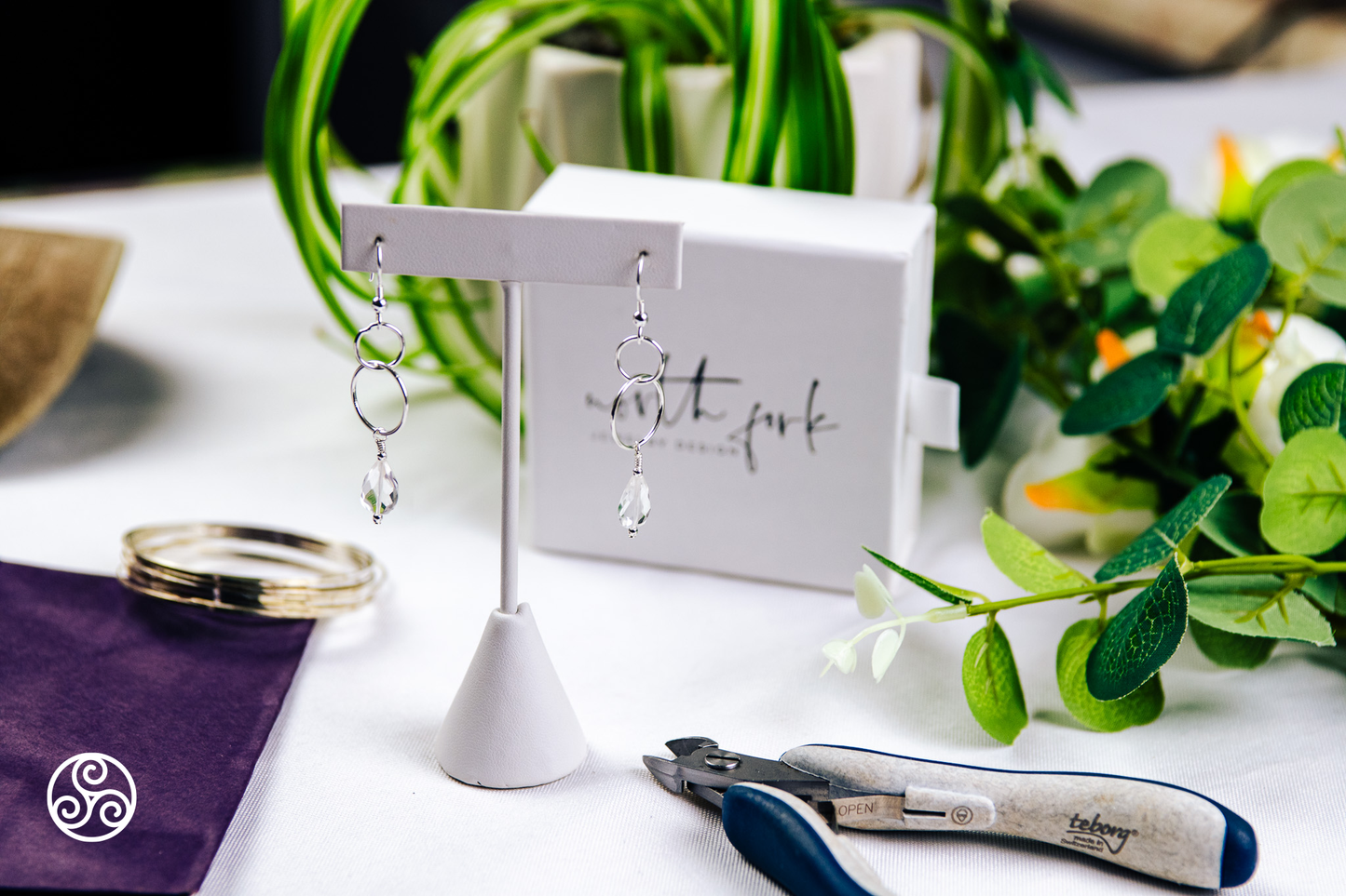 Clear Quartz and Sterling Silver Earrings