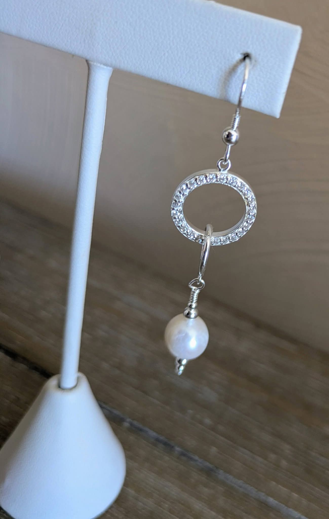Pearl and Cubic Zirconia Earrings