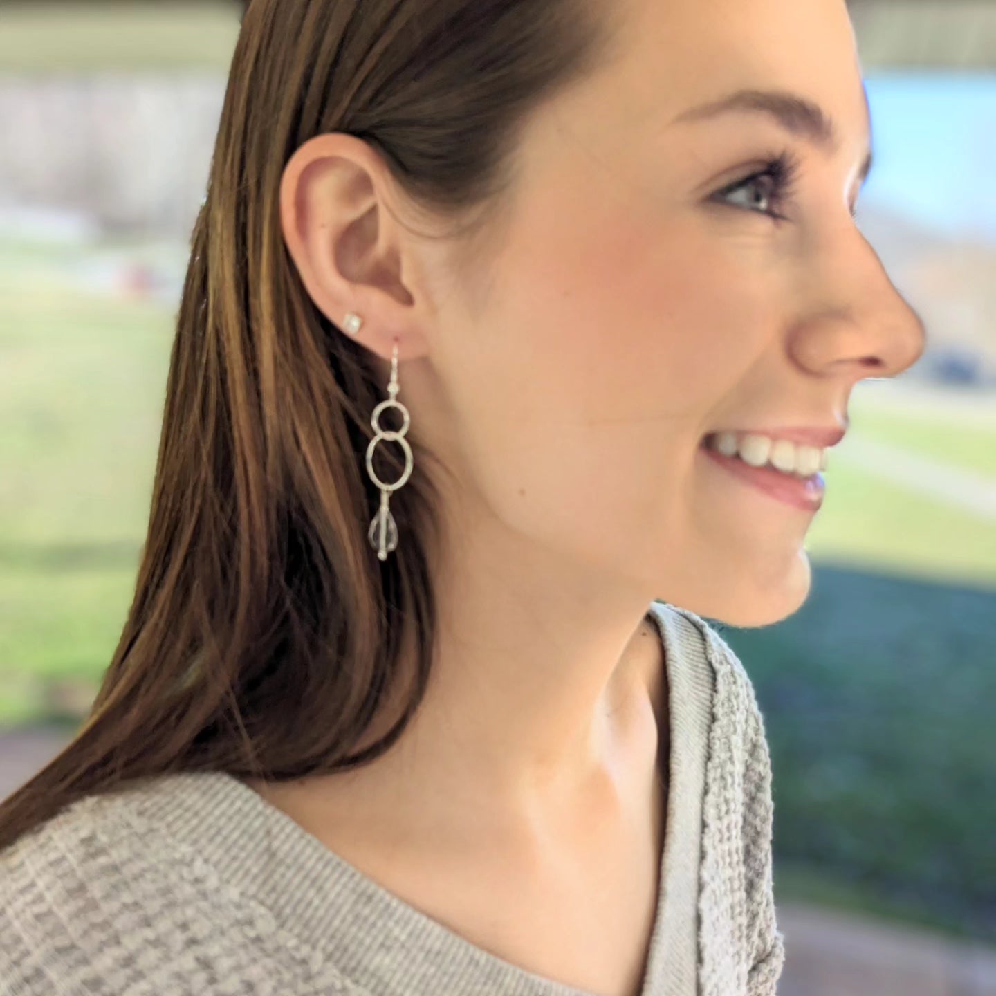Clear Quartz and Sterling Silver Earrings