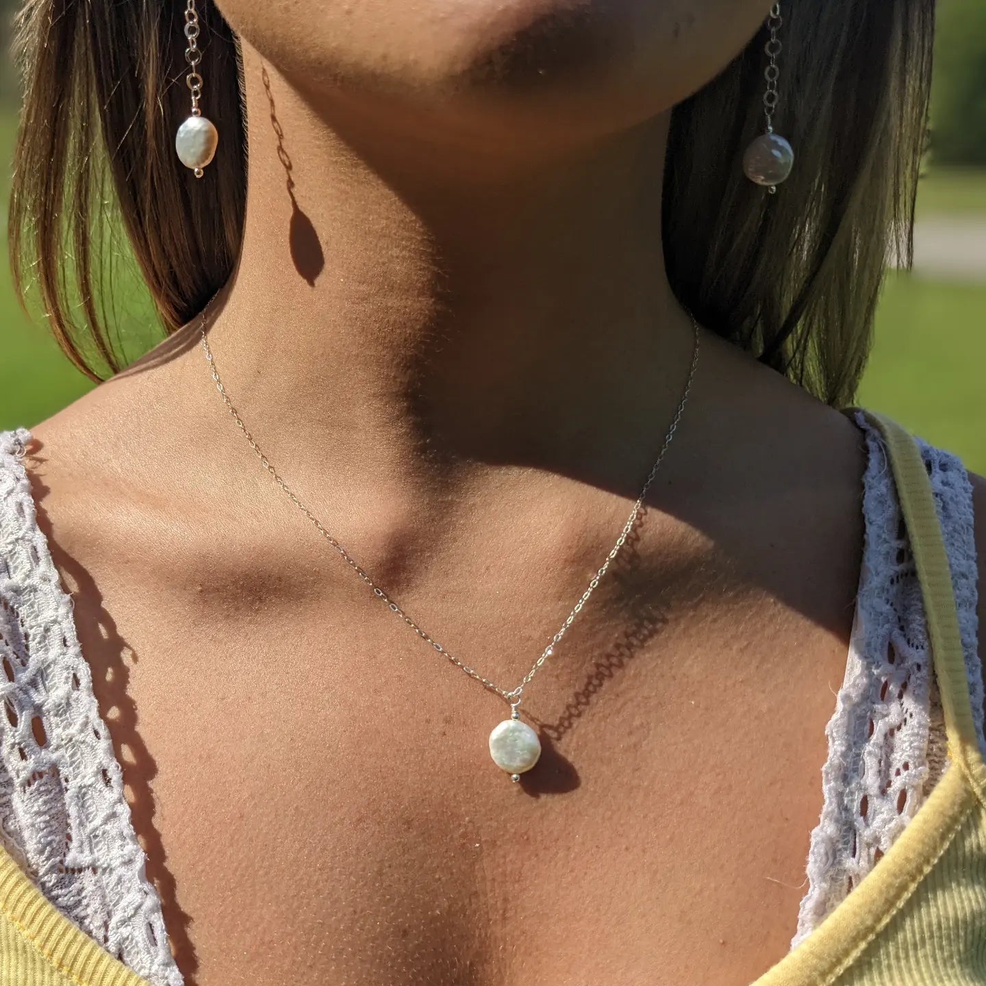 Coin Pearl Sterling Silver Necklace