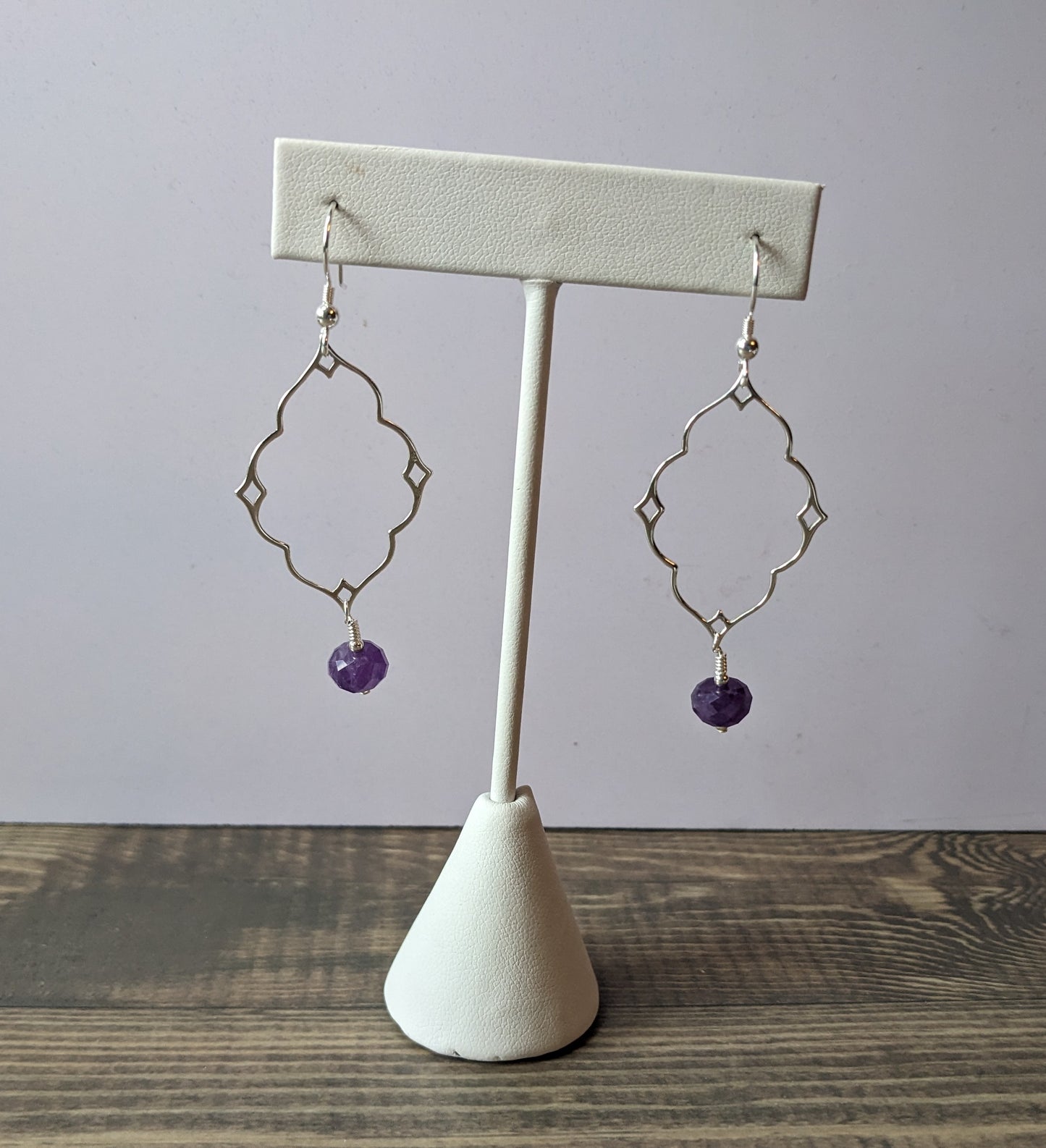 Amethyst and Sterling Silver Frame Earrings