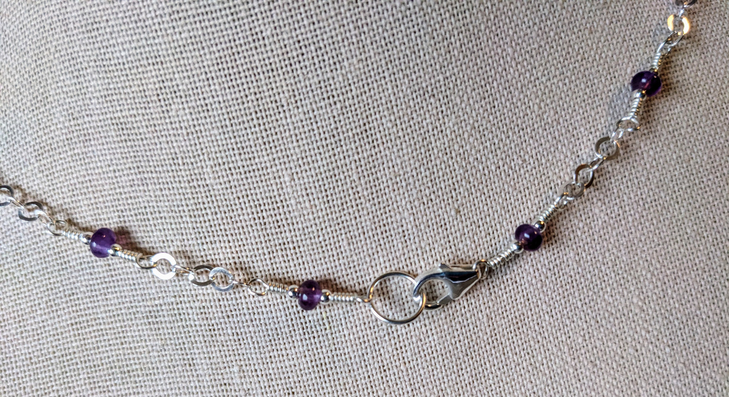 Amethyst and Sterling Silver Chain Necklace