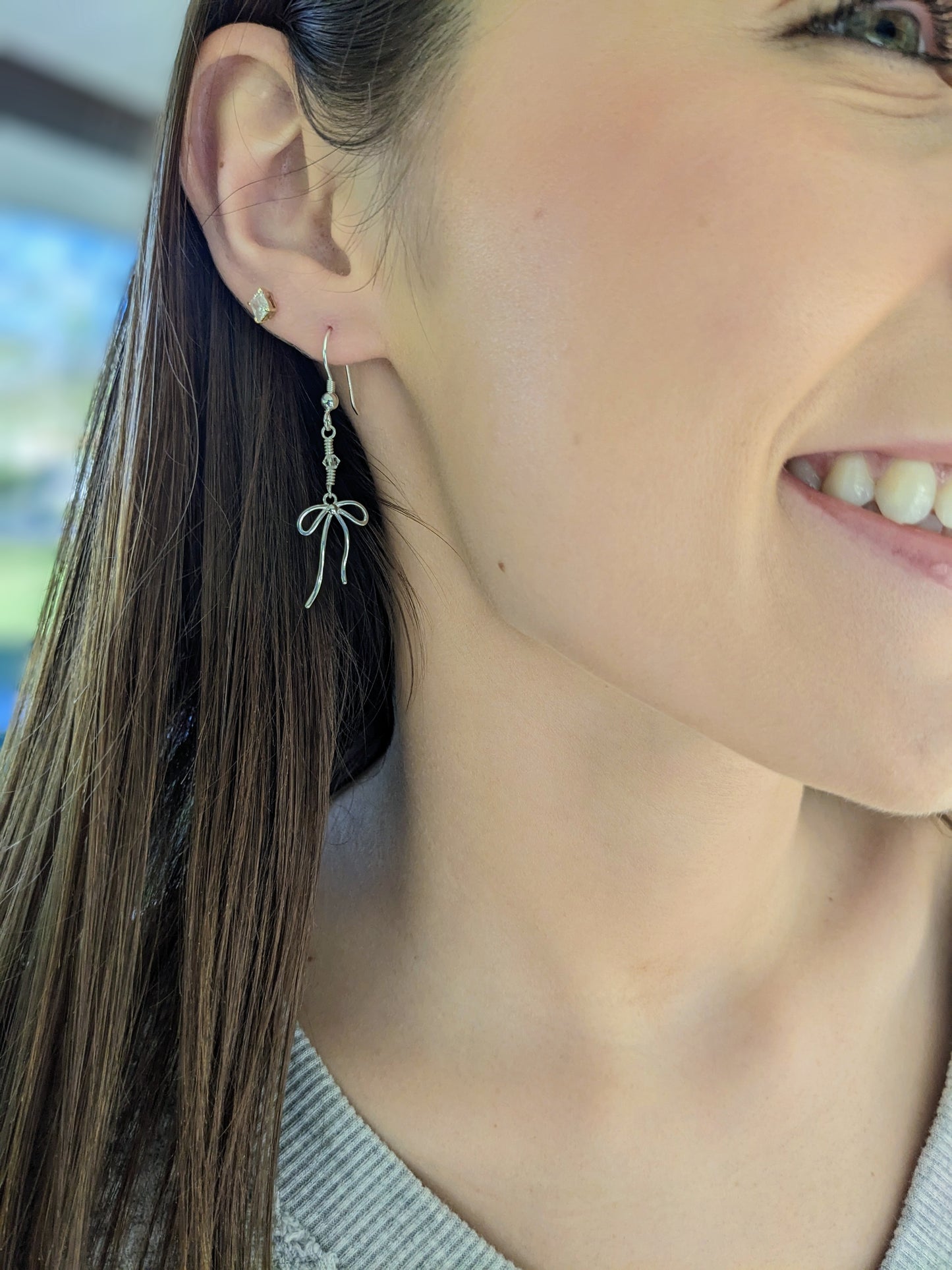 Dainty Sterling Silver Bow Earrings