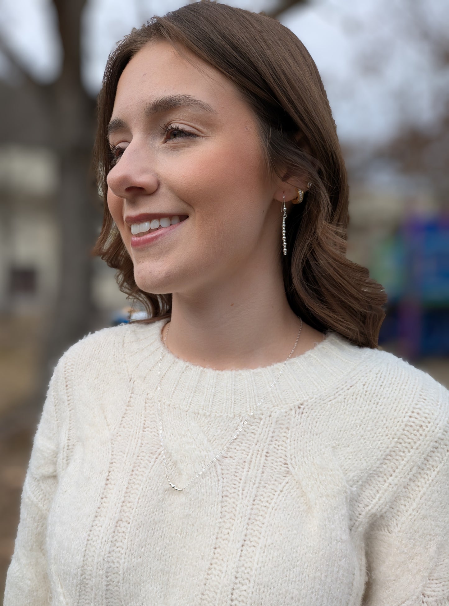 Sterling Silver Beaded Dangle Earrings