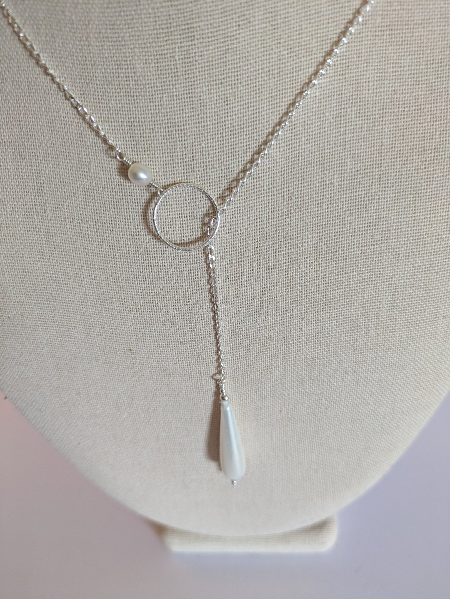 Shell Pearl & Sterling Silver Adjustable Necklace