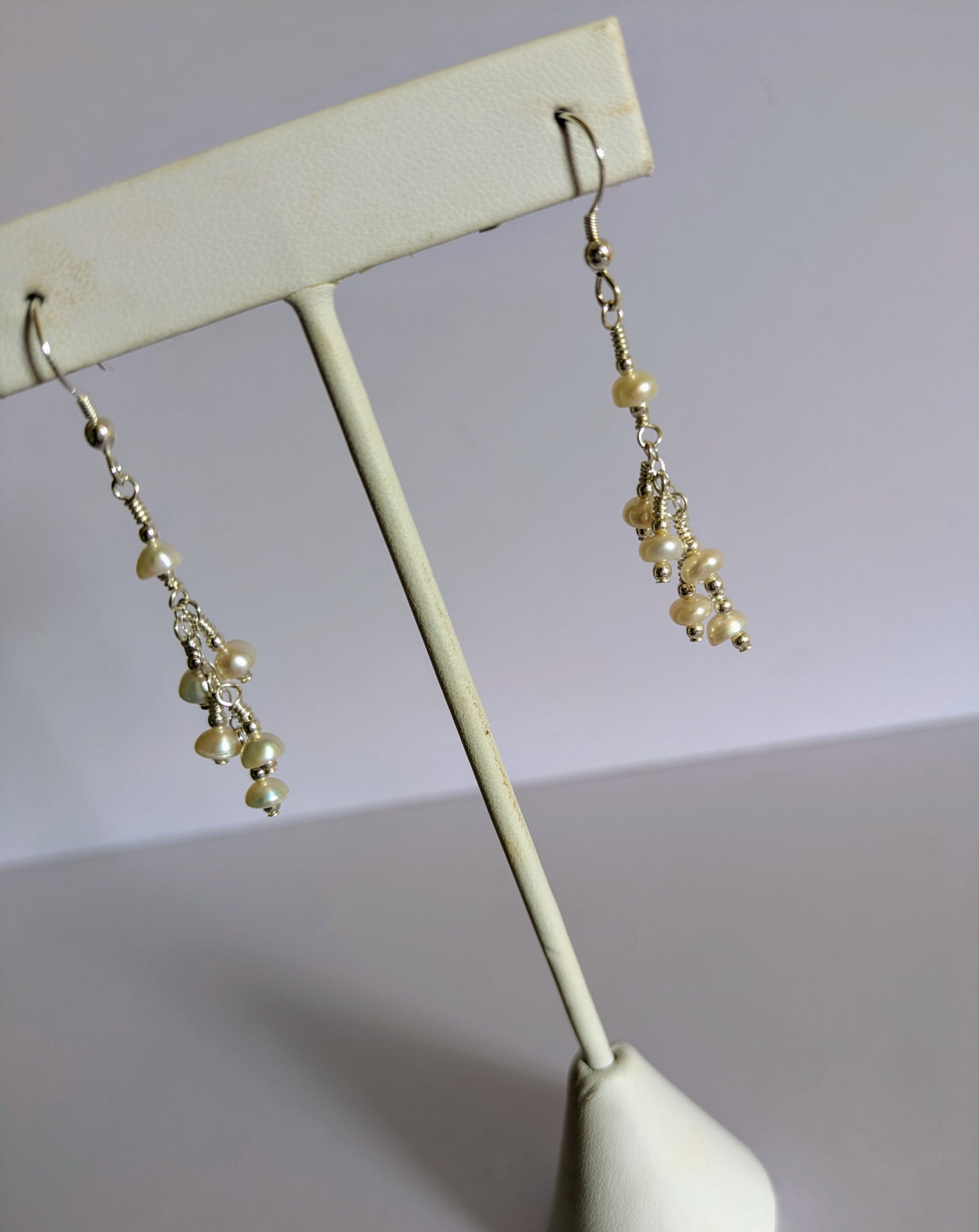 Dainty Pearl and Sterling Silver Earrings
