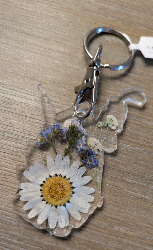 West Virginia Floral Keychain - Daisy