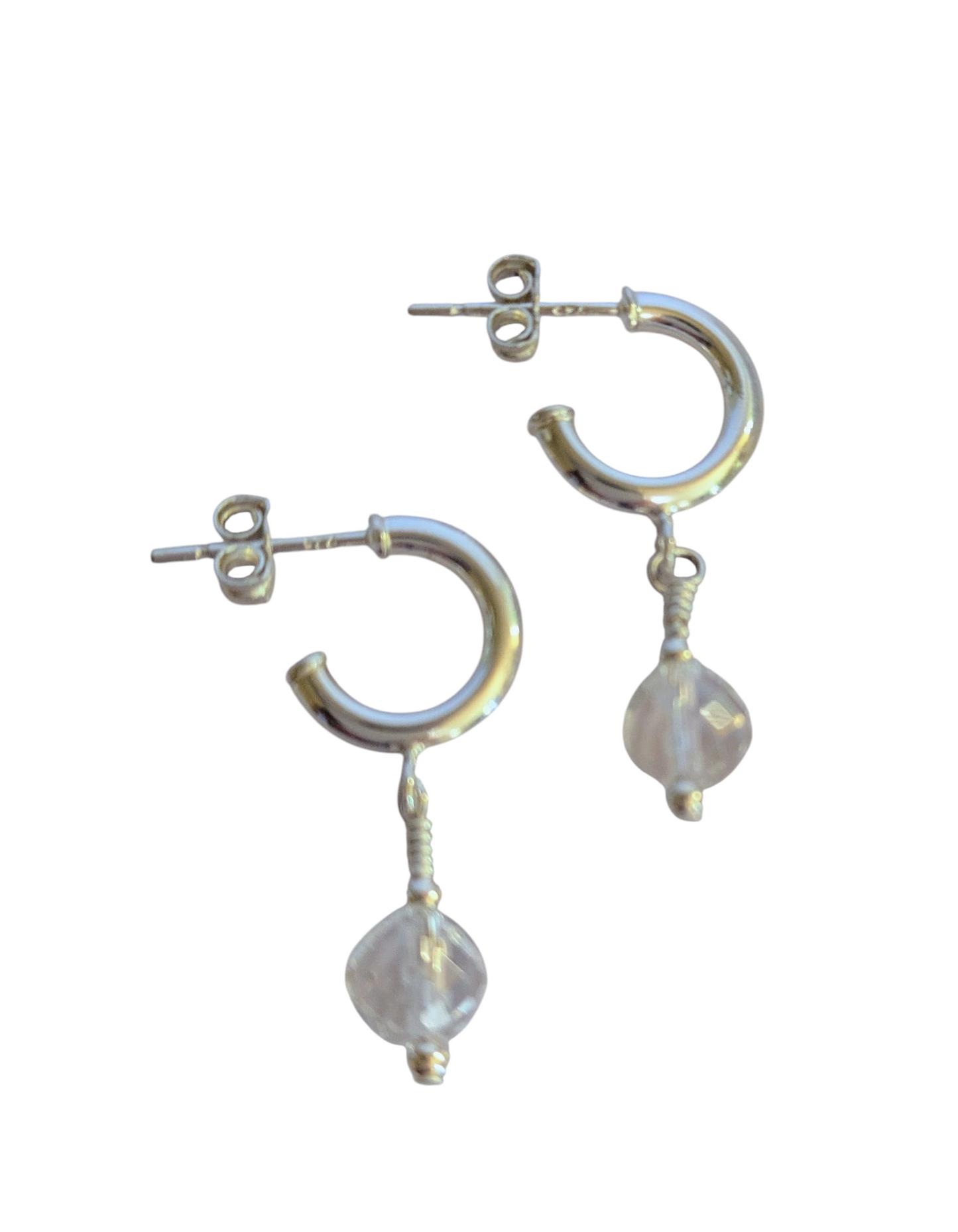 Crystal Quartz Huggie Hoops