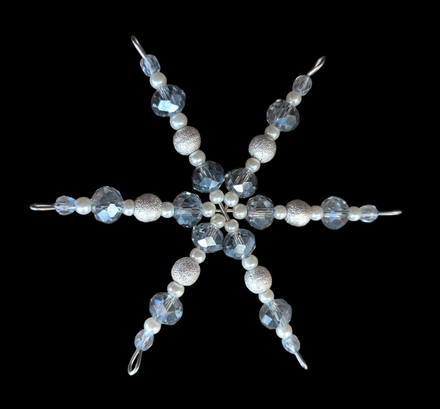 Clear Grey and Silver Snowflake Ornament