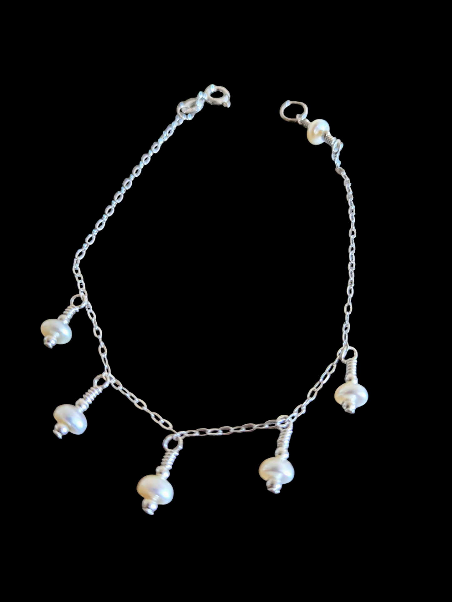 Dainty Pearl and Sterling Silver Bracelet