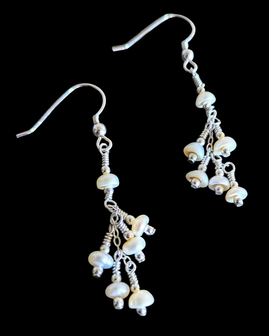 Dainty Pearl and Sterling Silver Earrings