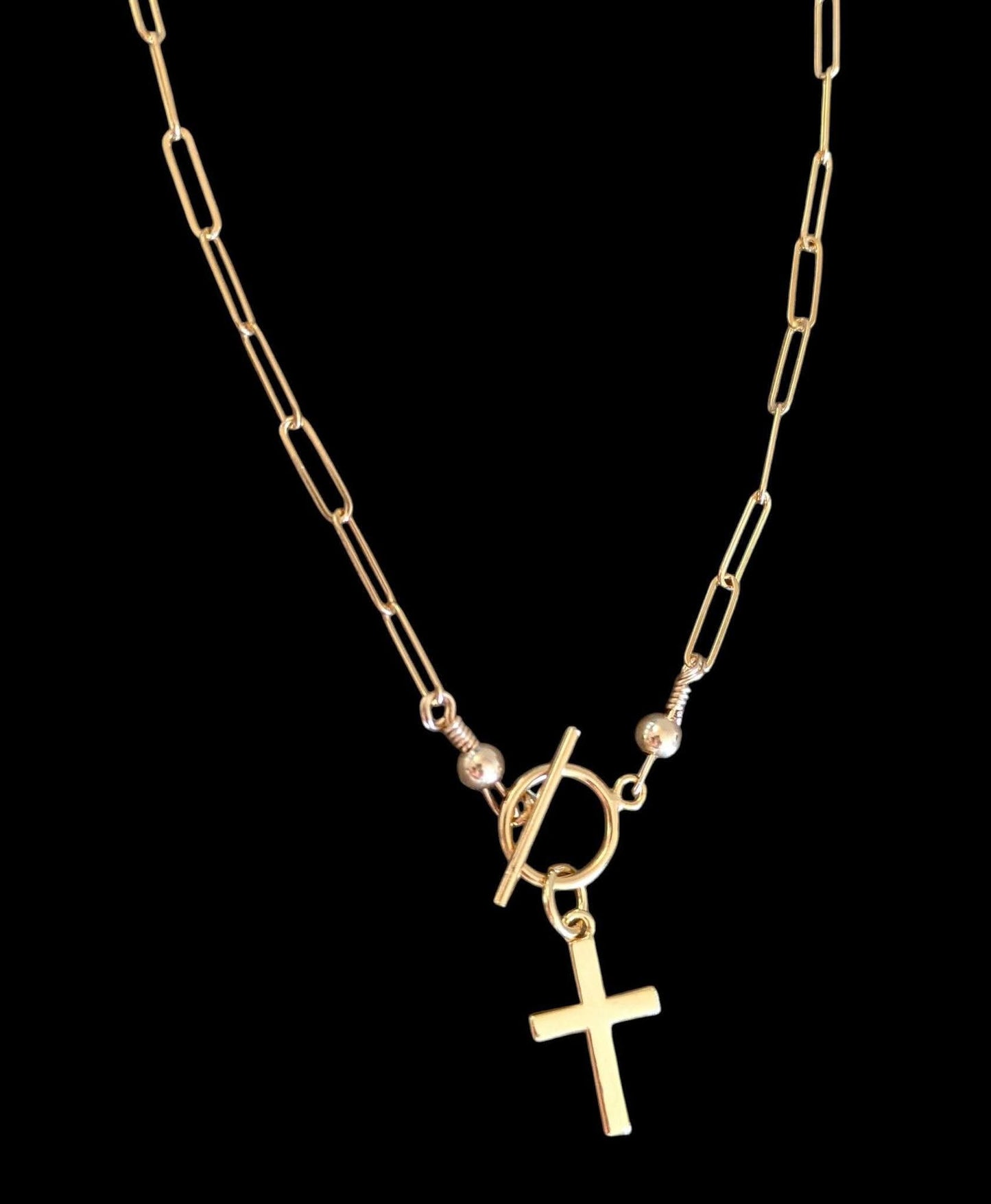 Gold-filled Toggle Clasp Cross Necklace