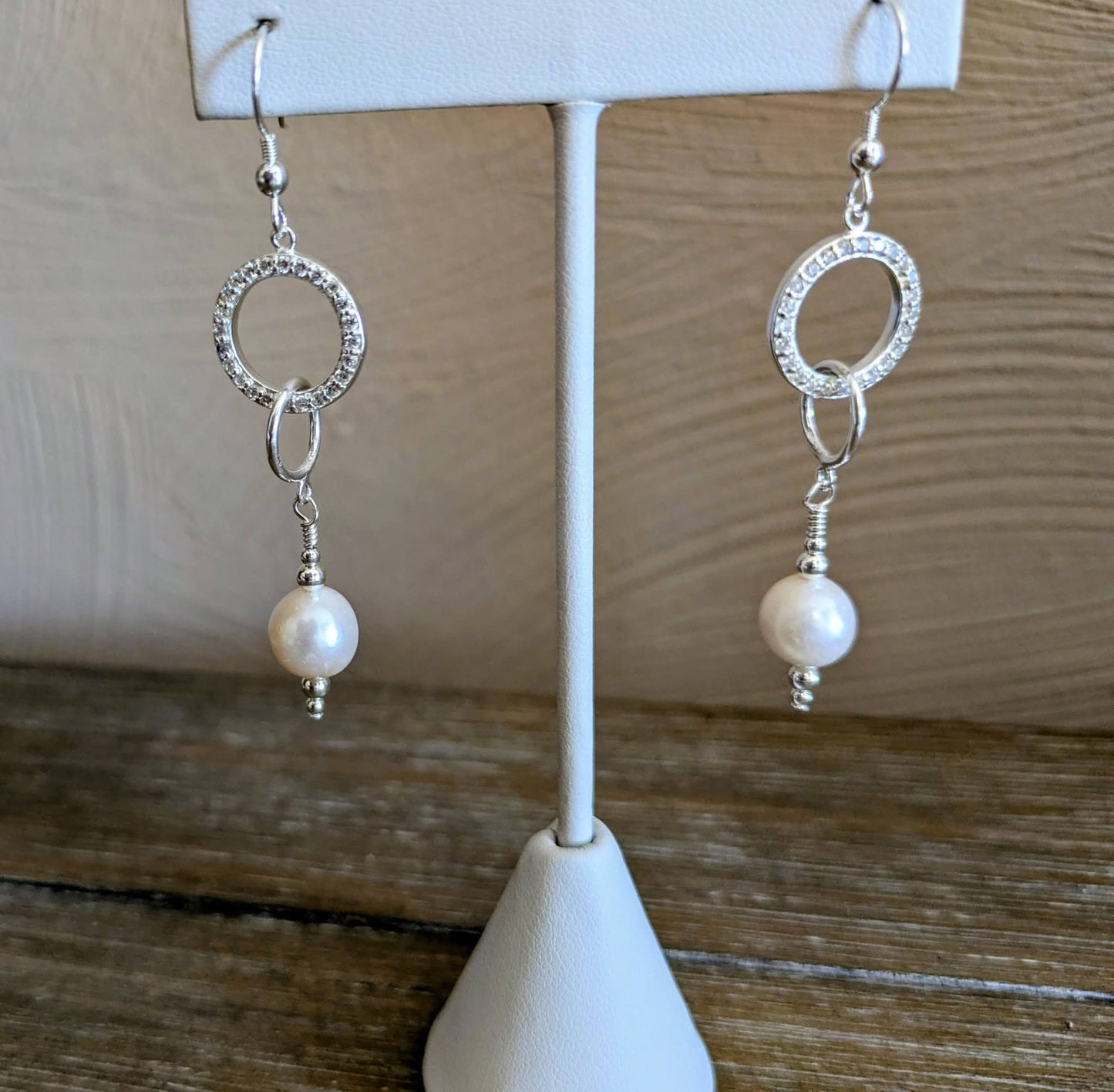 Pearl and Cubic Zirconia Earrings