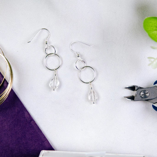 Clear Quartz and Sterling Silver Earrings