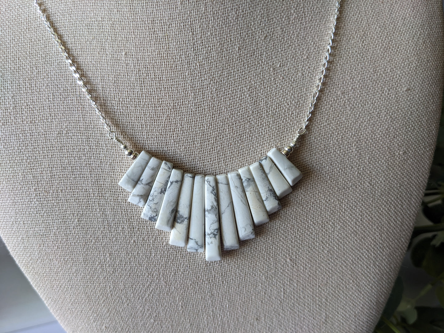 White Howlite Fan Necklace