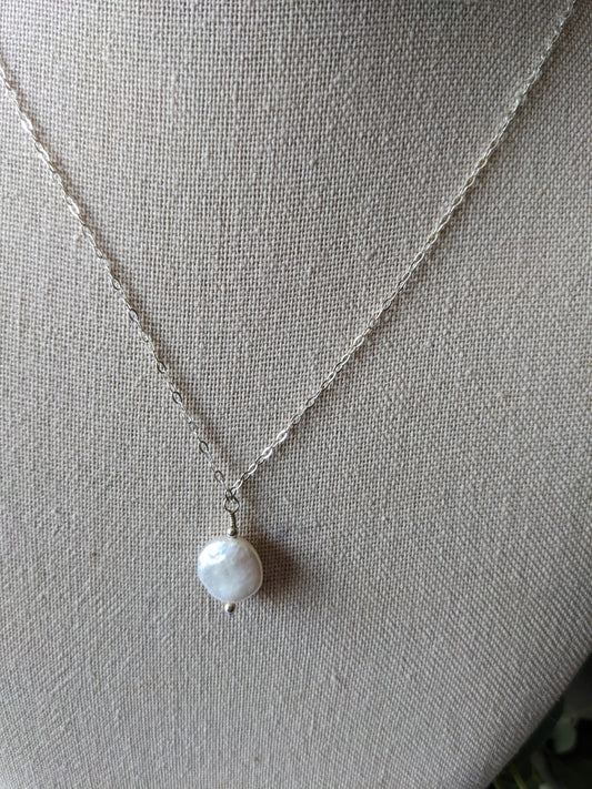 Coin Pearl Sterling Silver Necklace
