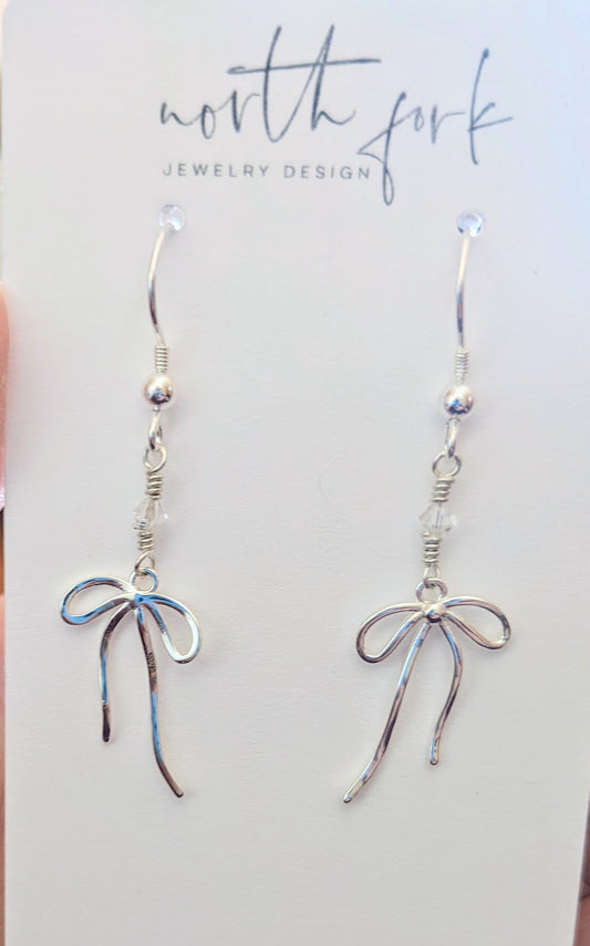 Dainty Sterling Silver Bow Earrings