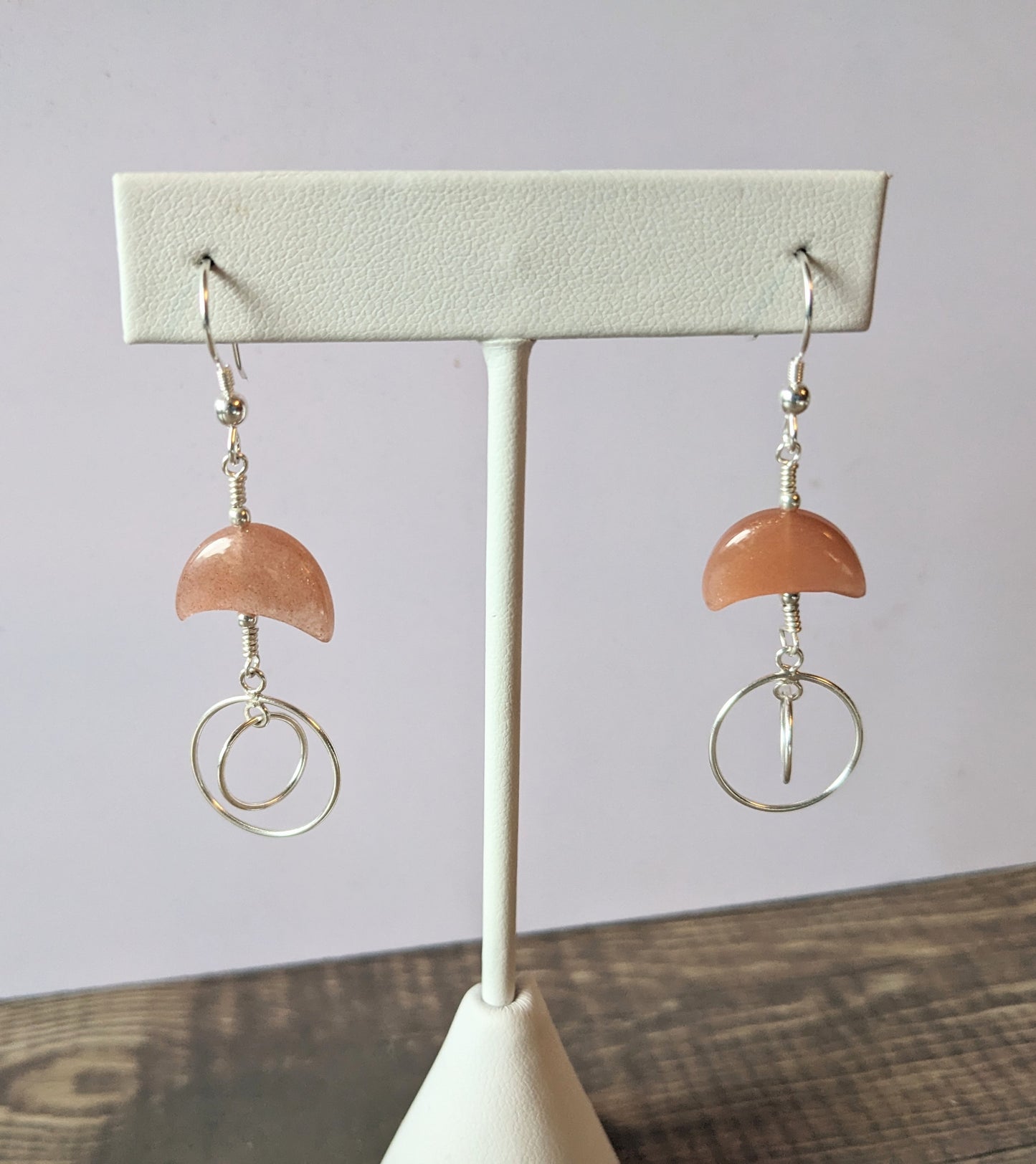 Peach Moonstone Spinner Earrings