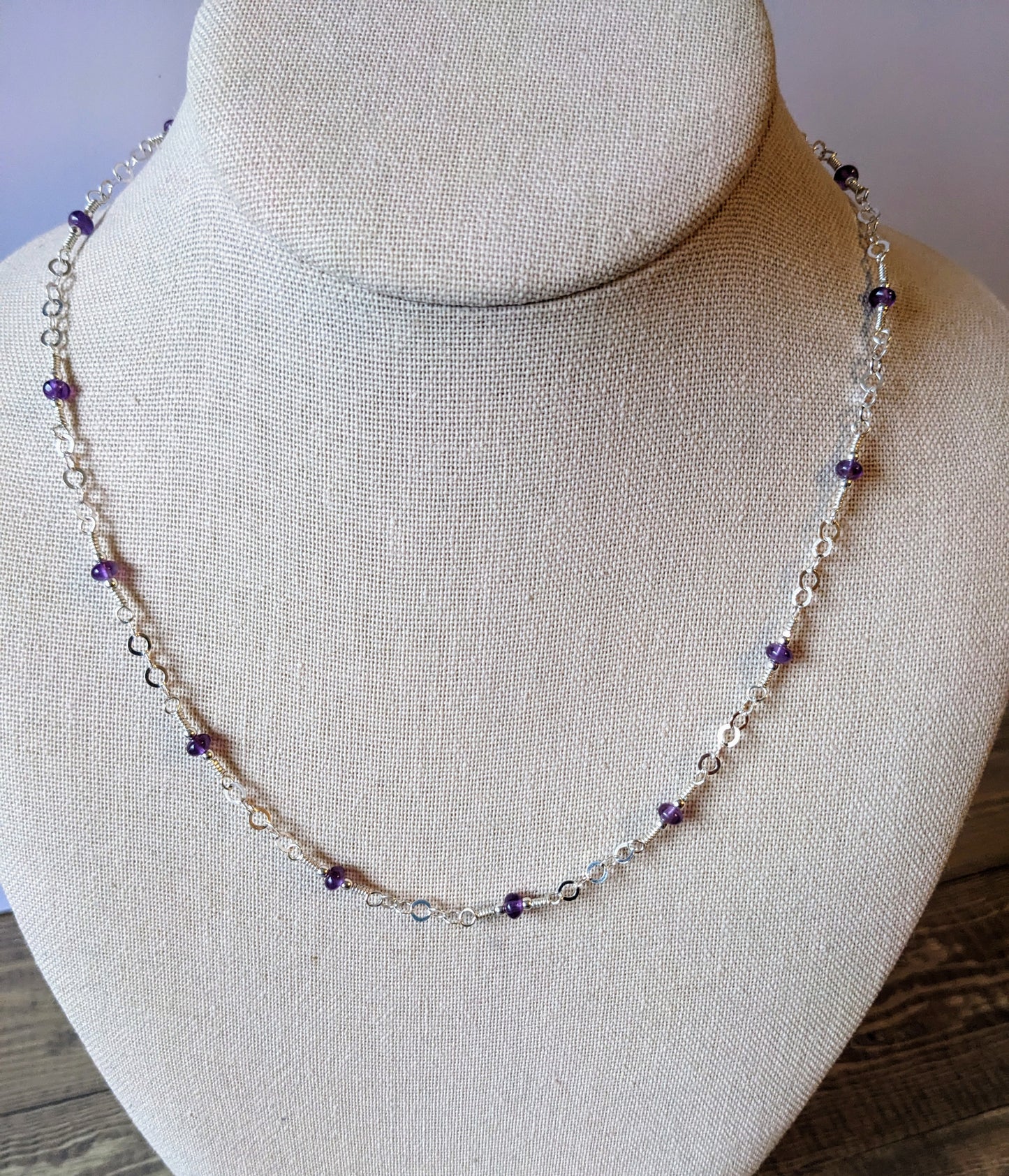Amethyst and Sterling Silver Chain Necklace