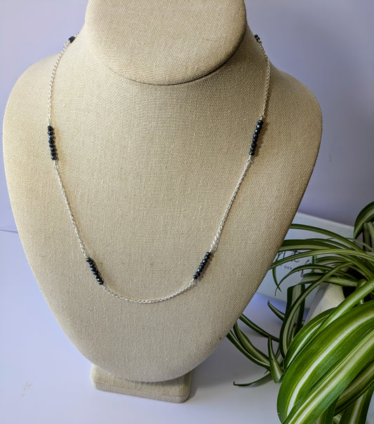 Black Spinel and Sterling Silver Chain