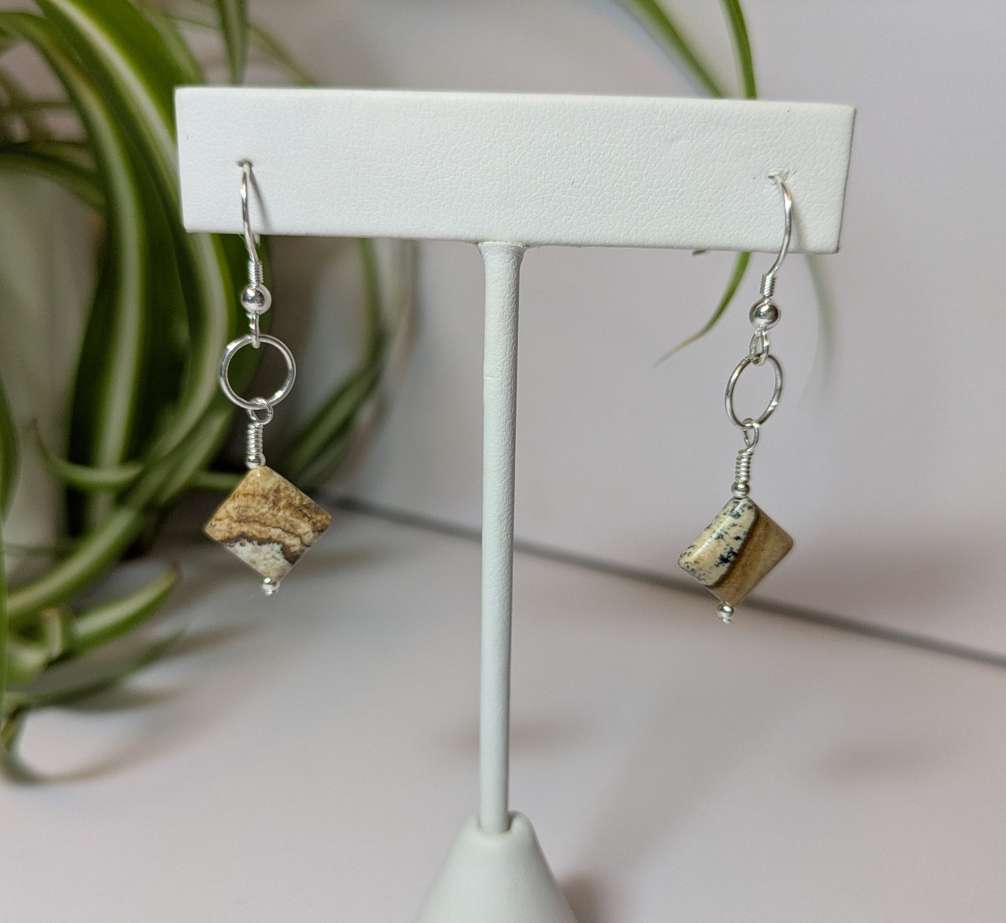 Picture Jasper and Sterling Silver Earrings