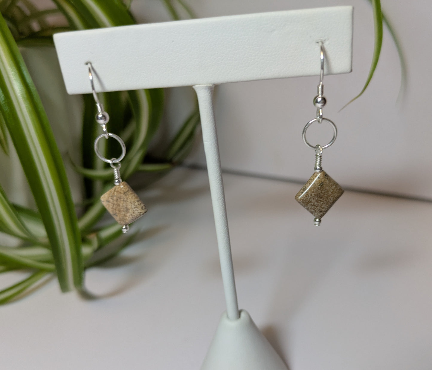 Picture Jasper and Sterling Silver Earrings