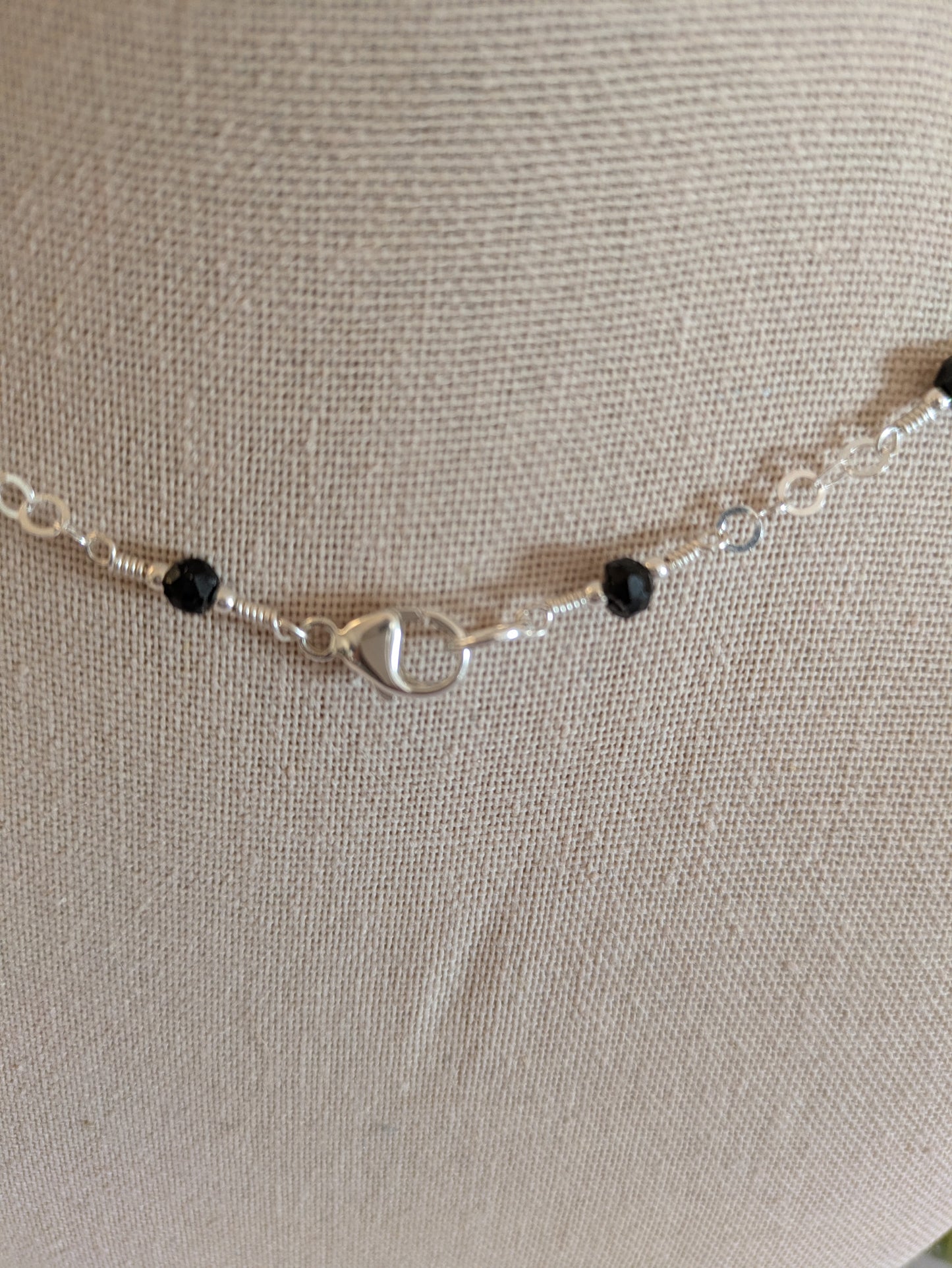 Black Onyx and Sterling Silver Heart Necklace