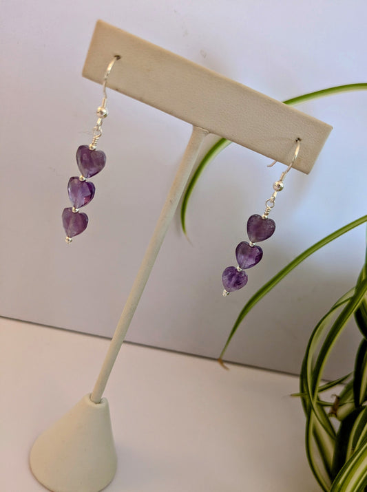 Gemstone Heart Earrings