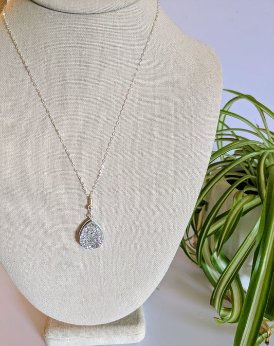 Titanium Plated Druzy Agate Necklace