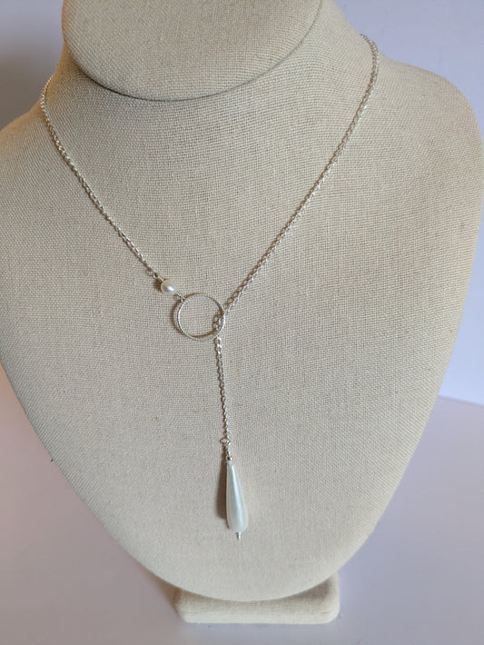 Shell Pearl & Sterling Silver Adjustable Necklace