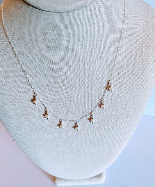 Dainty Pearl and Sterling Silver Necklace