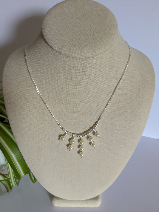 Pearl and Sterling Silver Sunburst Necklace