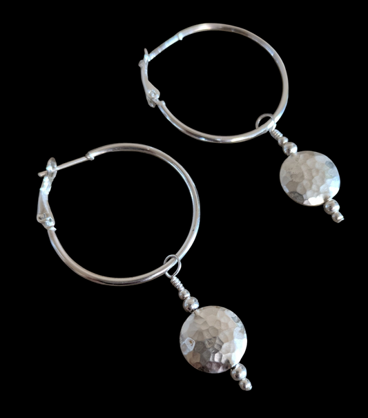 Hammered Circle Hoop Earrings