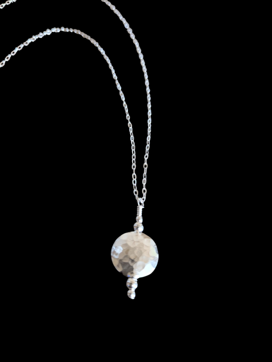 Hammered Circle Pendant Necklace
