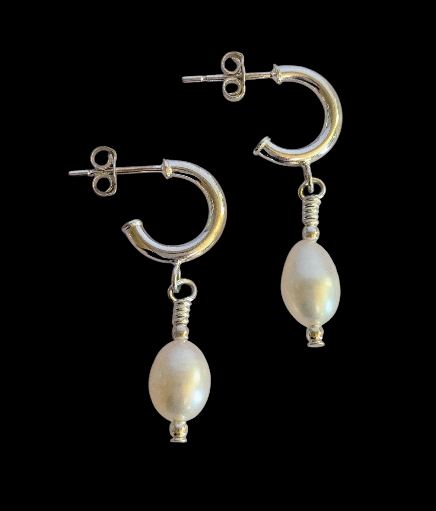 Pearl Huggie Hoops