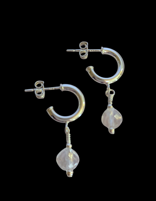 Crystal Quartz Huggie Hoops
