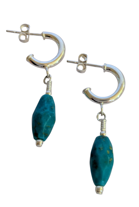 Turquoise Huggie Hoops