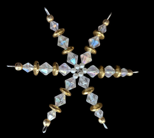 Clear and Gold Snowflake Ornament