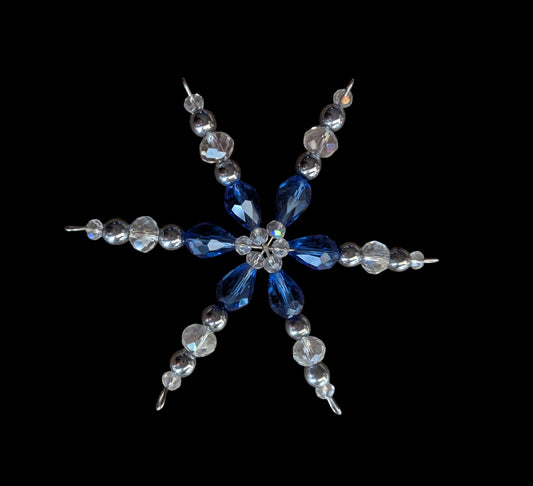 Royal Blue and Clear Crystal Snowflake Ornament