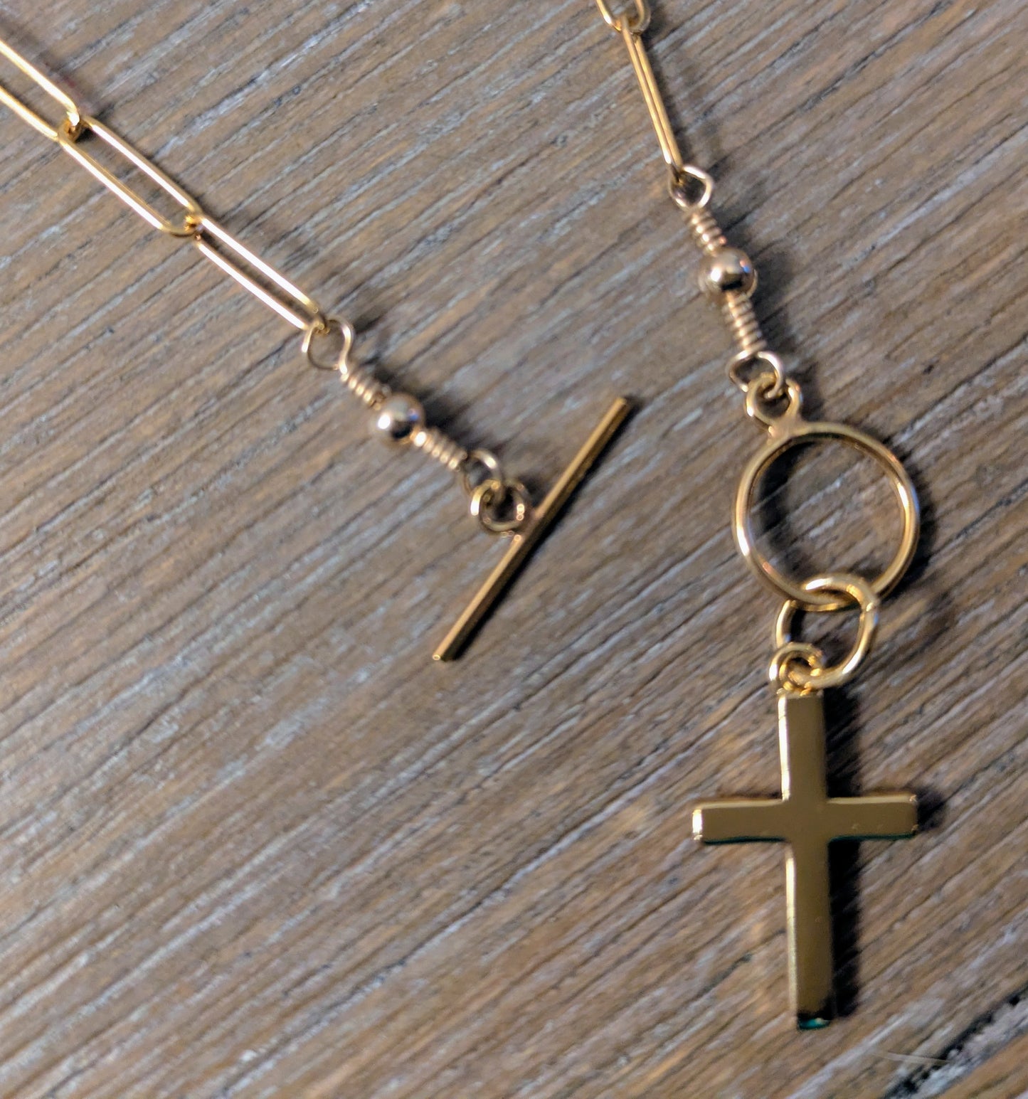 Gold-filled Toggle Clasp Cross Necklace