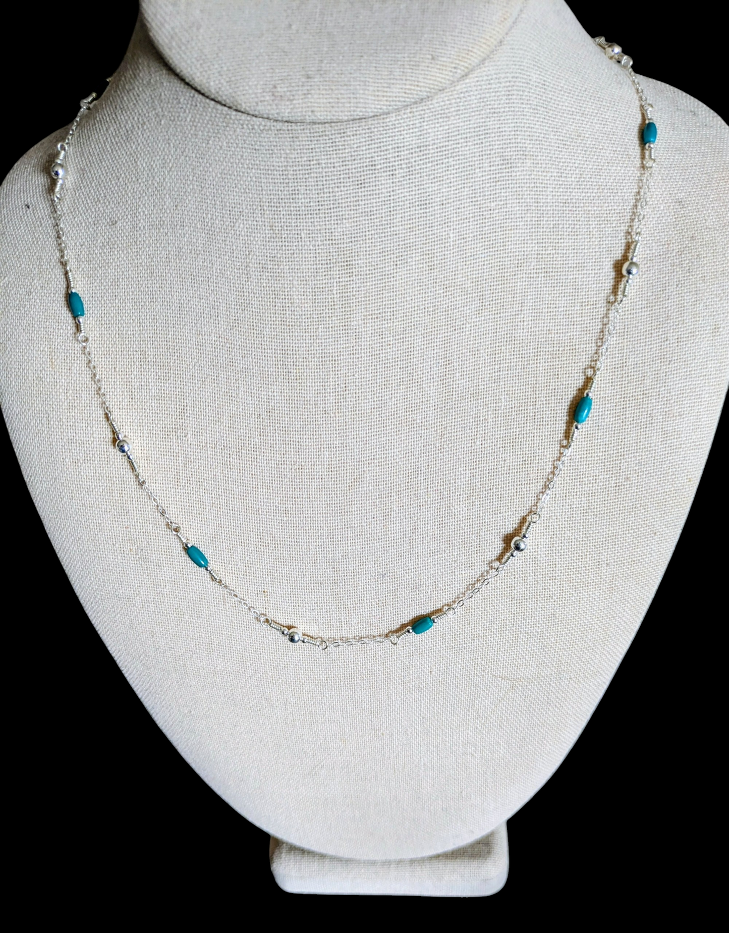 Petite Turquoise and Sterling Silver Necklace