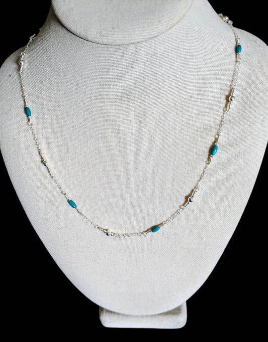Petite Turquoise and Sterling Silver Necklace