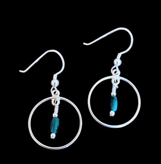 Petite Turquoise and Sterling Silver Earrings