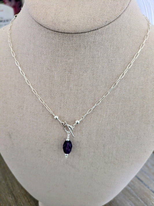 Amethyst Front Toggle Clasp Necklace