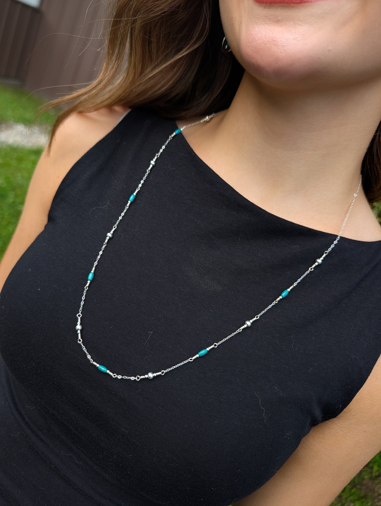 Petite Turquoise and Sterling Silver Necklace