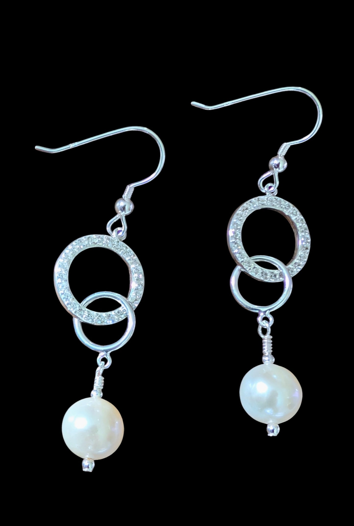 Pearl and Cubic Zirconia Earrings