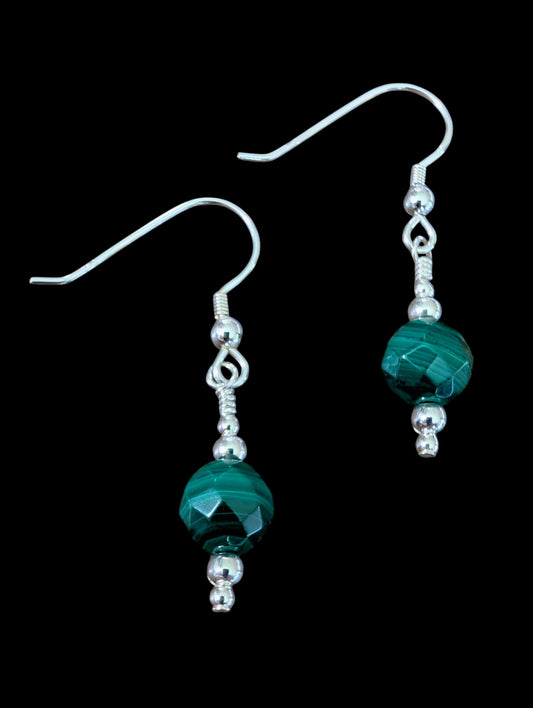 Malachite and Sterling Silver Earrings