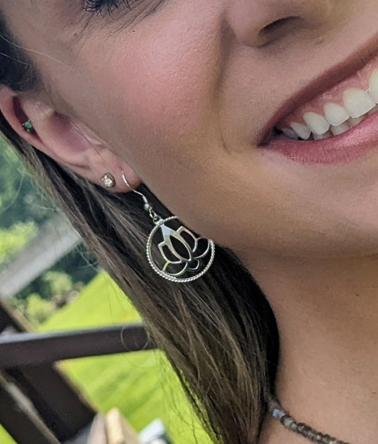 Sterling Silver Lotus Earrings