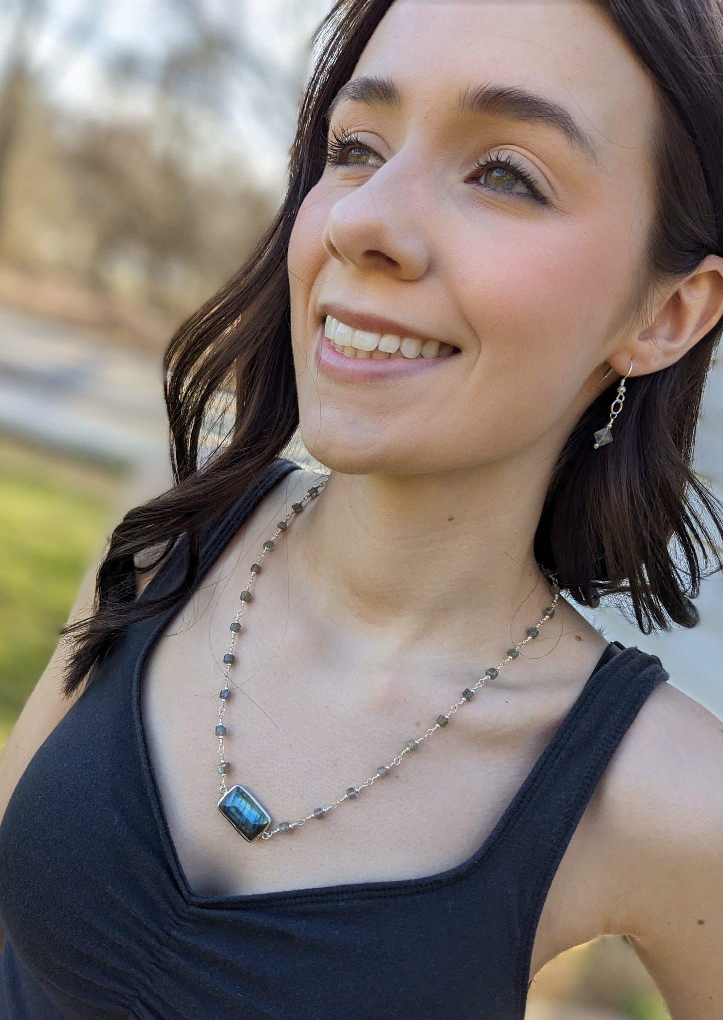 Labradorite and Sterling Silver Drop Earrings